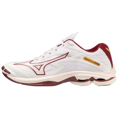 Zapatillas Para Voleibol Mizuno WAVE Lightning Z7 Mujer - Blancos / Vino / Dorados - Chile M536MBTO